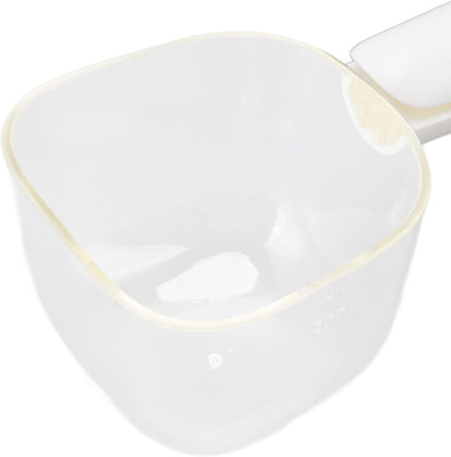 Transparent Pet Food Scoop with Clip Handle, 250 ml Capacity, Easy to Clean Dog Food Scoop (White)