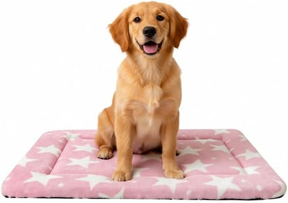 Dog Bed Mat, Reversible Crate Pad & Cute Dog Bed - Machine Washable Kennel Mat with Ultra Soft for Small Dogs (Cool/Warm), 24" x 18", Grey&Star