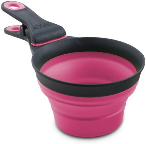 Dexas Pets Collapsible KlipScoop Collapsible Dry Dog Food Scoop and Dog Food Bag Clip, 1 Cup Capacity, Pro Blue
