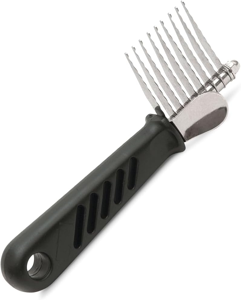 Jeffers Pet Dematting Rake for Dogs & Cats – Serrated Blades for Mats, Tangles, Shedding, Thick Undercoat – Grooming Tool for Pets, Long Hair, Short Hair, Poodles, Fur Removal, 7" L, 12 Blades