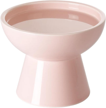 LoeJan Elevated Cat Food and Water Bowls Set, Extra Wide and Raised Ceramic Bowls, Anti-Vomit Whisker-Free Pressure Cat Feeder for Kittens to Adult Cats and Small Dogs (White, Water Bowl)