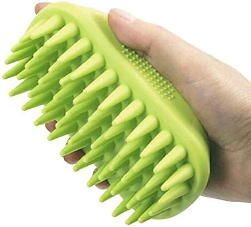 Pet Silicone Shampoo Brush for Long & Short Hair Medium Large Pets Dogs Cats, Anti-skid Rubber Dog Cat Pet Mouse Grooming Shower Bath Brush Massage Comb (Blue (New))