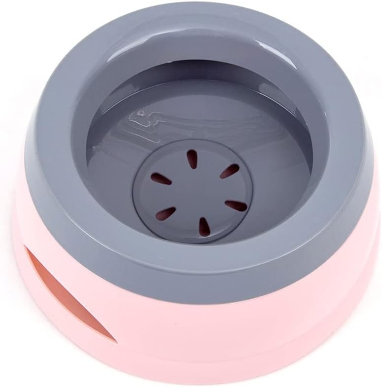 Love Dream No Spill Dog Water Bowl, No Drip Dog Slow Water Feeder No Slip Vehicle Carried Pet Water Dispenser 25 oz with Floating Disk Slow Drinking Bowl for Dogs Cats (Gray)