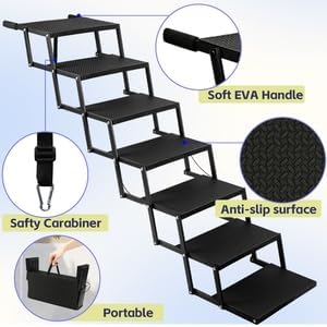 Dog Steps for Car and Truck,25.6" H Foldable Dog Stairs for Large Dogs, Lightweight Pet Stairs Supports Up to 350 lbs, 5 Steps