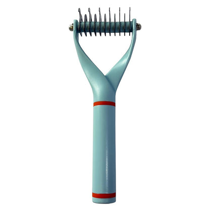 2-in-1 Metal Double Sided Shedding & Detangling Comb for Cats and Dogs Undercoat & Matted Fur Tool - Pet Grooming Brush(Blue)
