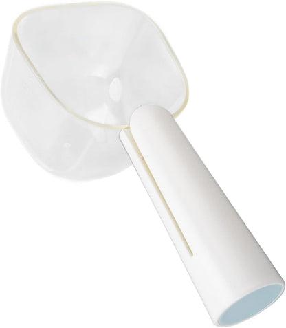 Transparent Pet Food Scoop with Clip Handle, 250 ml Capacity, Easy to Clean Dog Food Scoop (White)