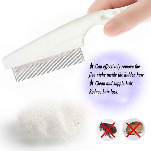 Tear Stain Remover Combs, Professional Pet Stainless Steel Grooming Brush, Undercoat Rake and Flea Dog Cat Combs, Effectively Clean Mucus and Stains (4 Packs)