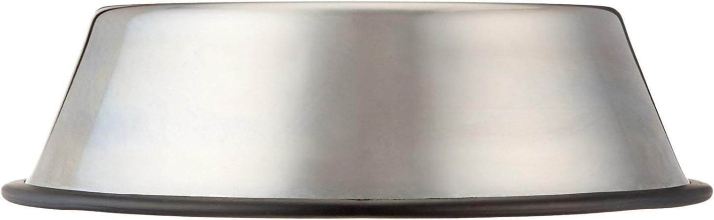 Amazon Basics Stainless Steel Non-Skid Dog Water And Food Bowls, Dishwasher Safe, Rust Resistant, 38oz Capacity, 10 x 2.8 Inches, 2-Pack