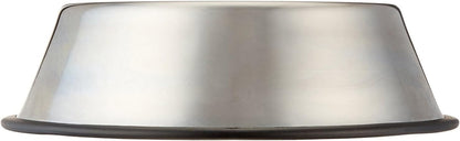 Amazon Basics Stainless Steel Non-Skid Dog Water And Food Bowls, Dishwasher Safe, Rust Resistant, 38oz Capacity, 10 x 2.8 Inches, 2-Pack