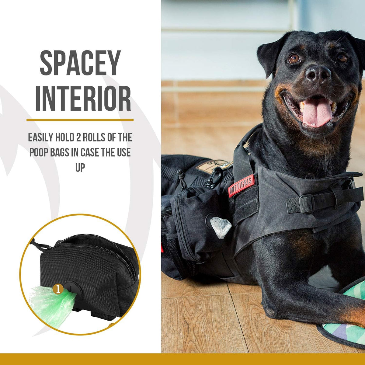 Doggy Poop Bag Holder Zipper Dog Waste Bag Pouch Leash Attachment for Walking Training Running Hiking