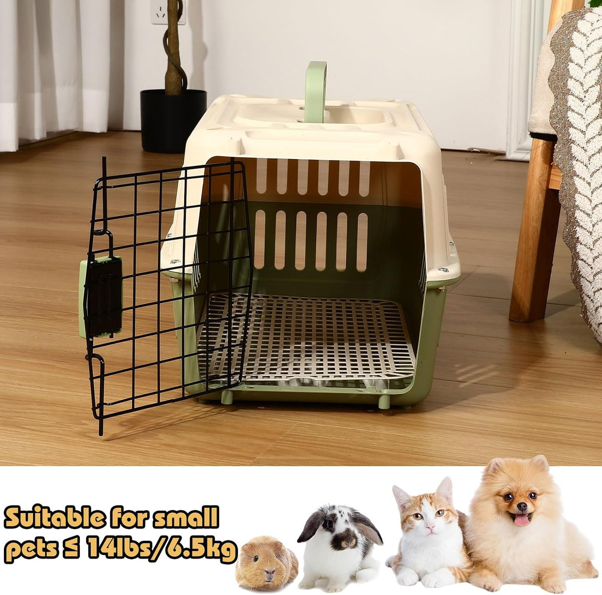2 Set Hard Plastic Pet Carrier Breathable Dog Cat, Green White