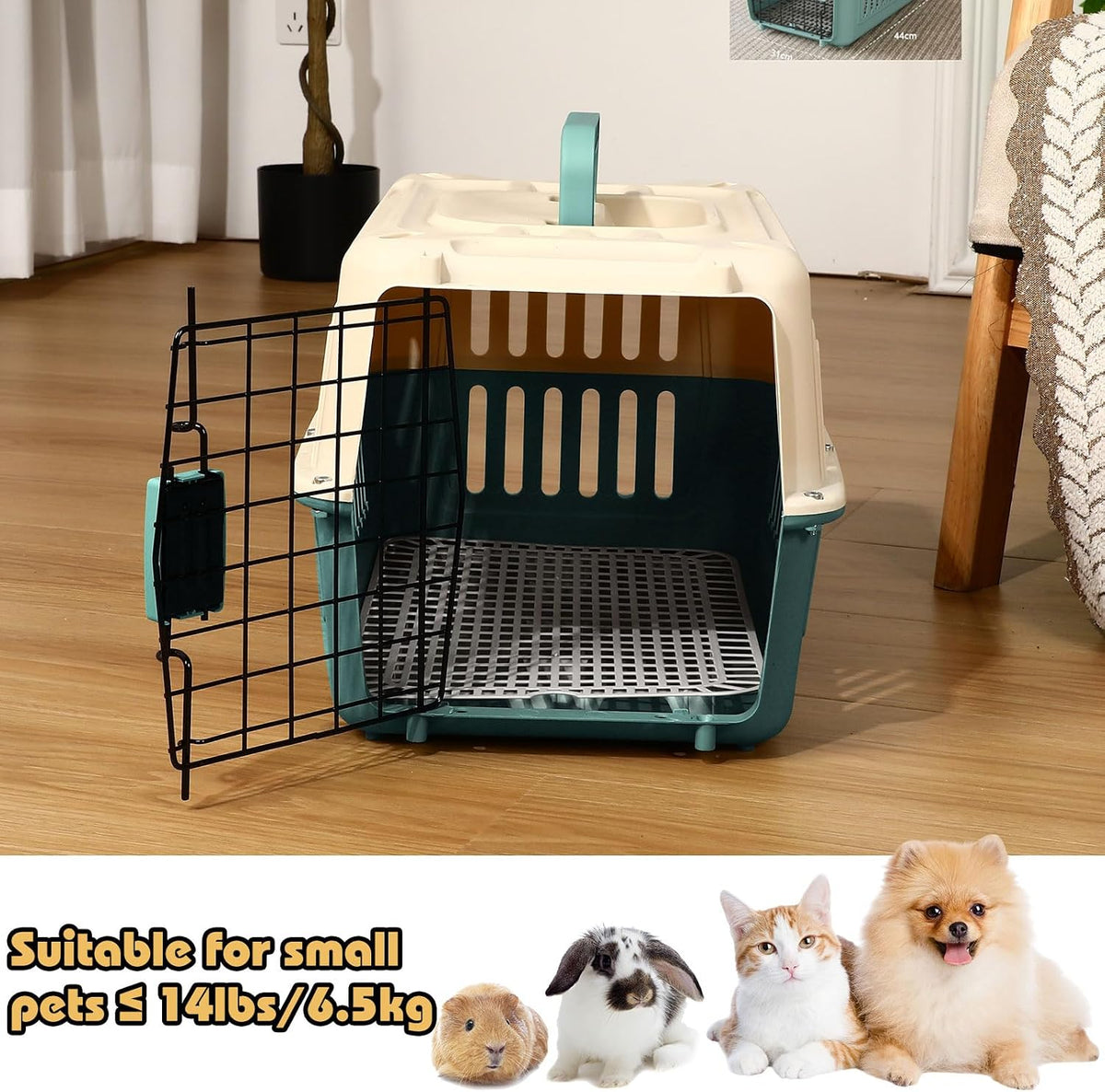 2 Set Hard Plastic Pet Carrier Breathable Dog Cat, Green White