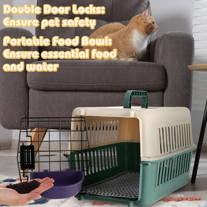 2 Set Hard Plastic Pet Carrier Breathable Dog Cat, Green White