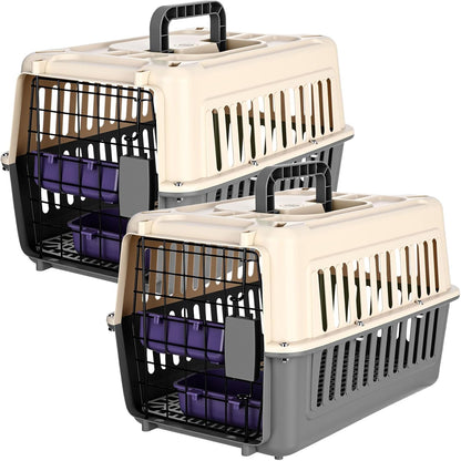 2 Set Hard Plastic Pet Carrier Breathable Dog Cat, Green White
