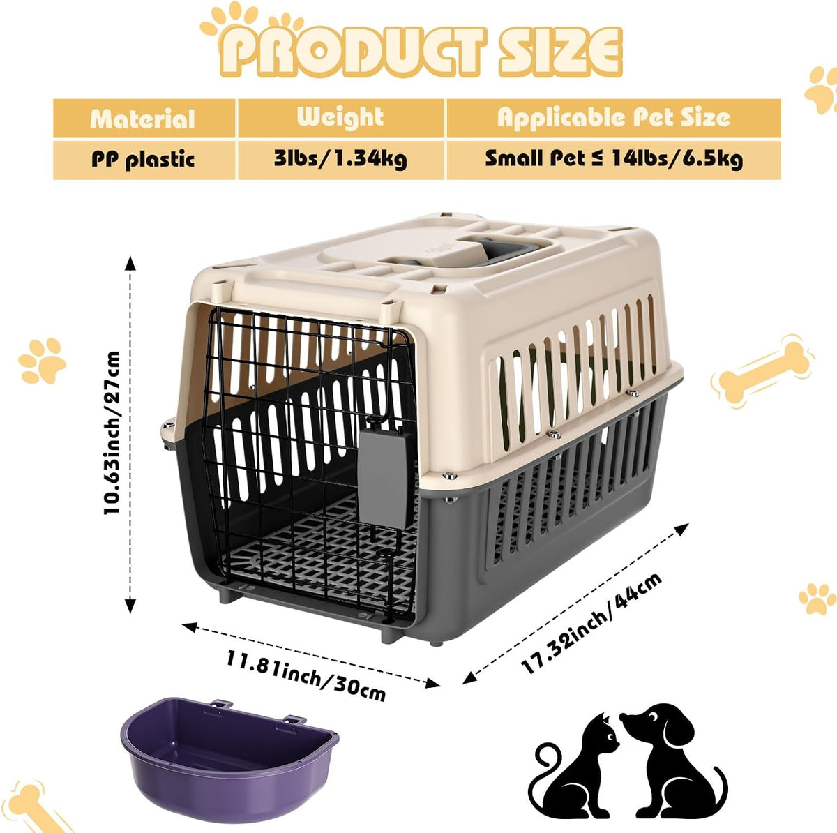 2 Set Hard Plastic Pet Carrier Breathable Dog Cat, Green White