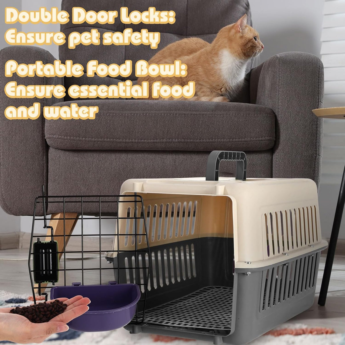 2 Set Hard Plastic Pet Carrier Breathable Dog Cat, Green White