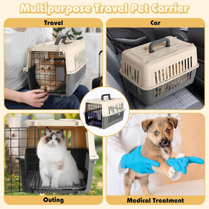 2 Set Hard Plastic Pet Carrier Breathable Dog Cat, Green White