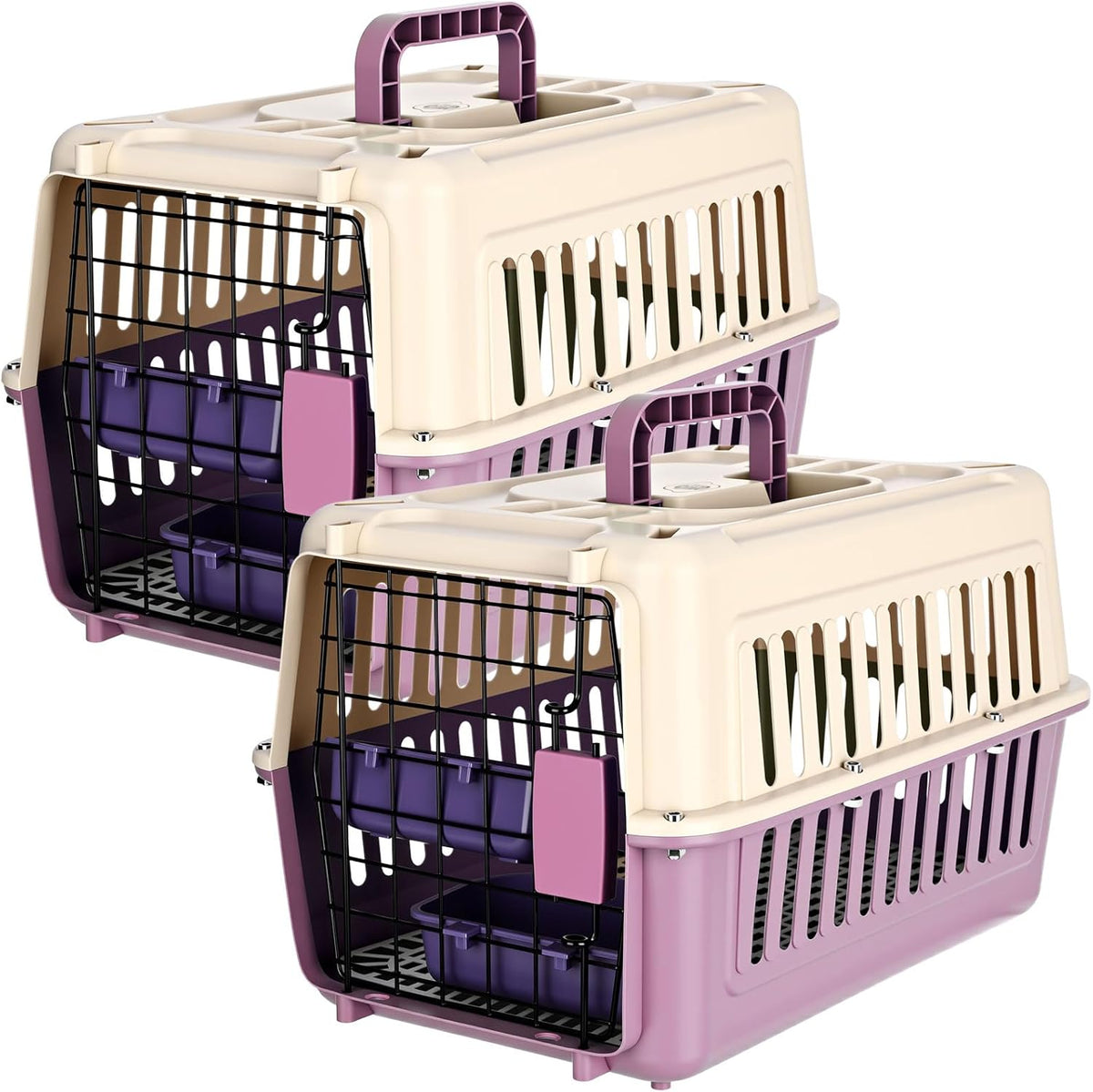 2 Set Hard Plastic Pet Carrier Breathable Dog Cat, Green White