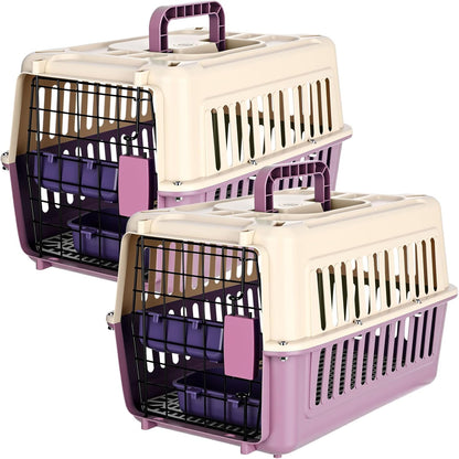 2 Set Hard Plastic Pet Carrier Breathable Dog Cat, Green White