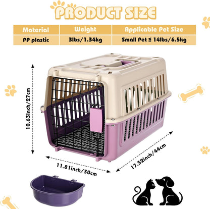 2 Set Hard Plastic Pet Carrier Breathable Dog Cat, Green White