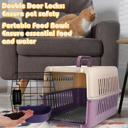 2 Set Hard Plastic Pet Carrier Breathable Dog Cat, Green White