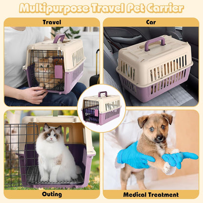 2 Set Hard Plastic Pet Carrier Breathable Dog Cat, Green White