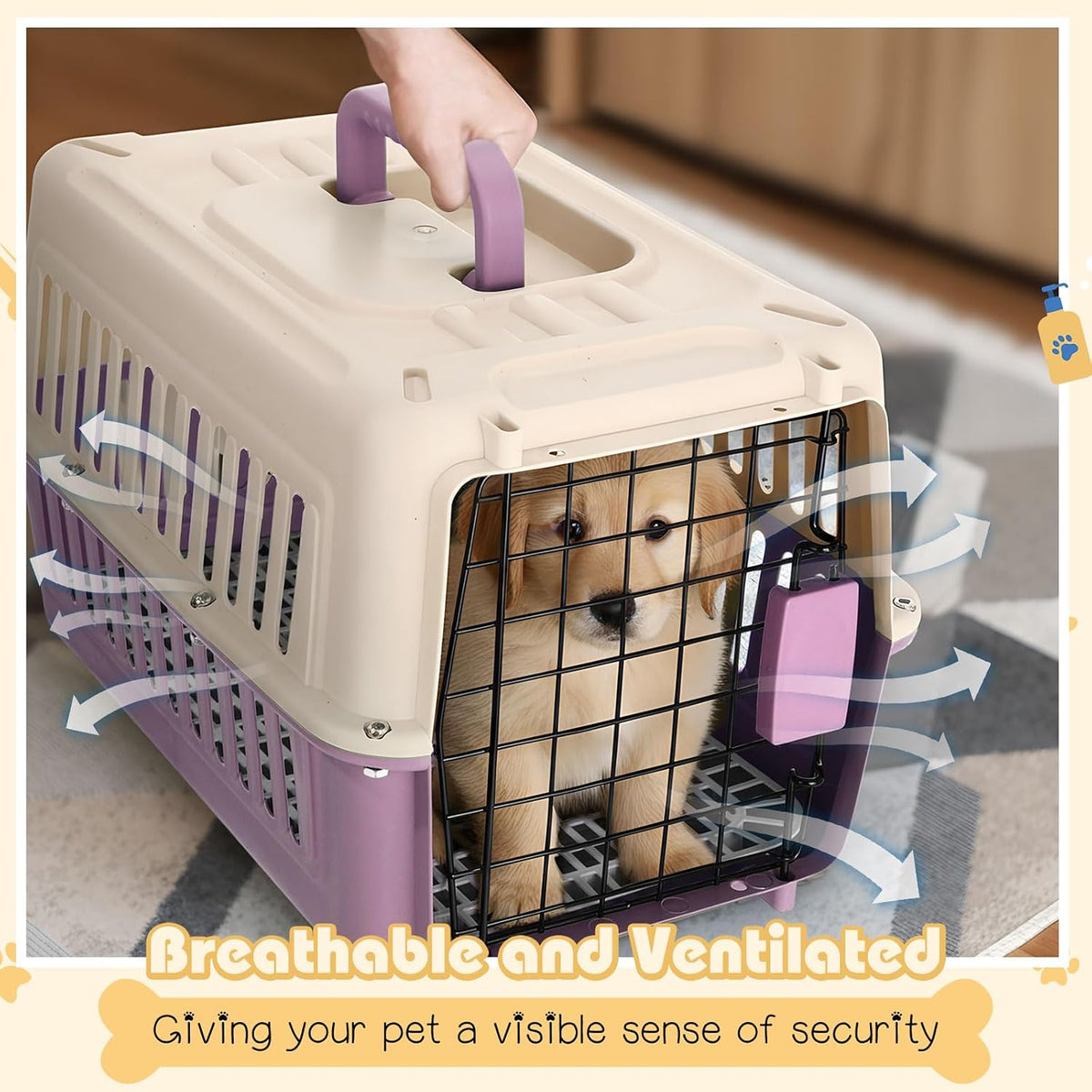 2 Set Hard Plastic Pet Carrier Breathable Dog Cat, Green White