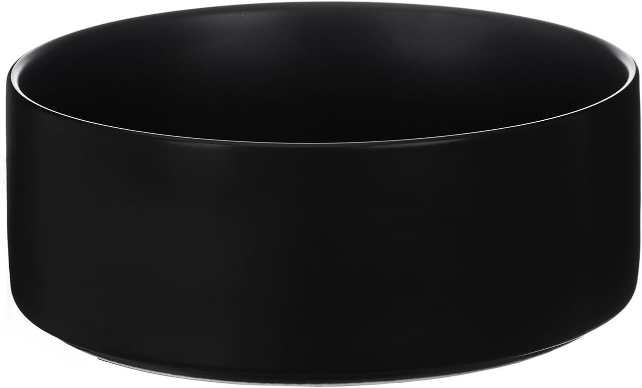 6'' Ceramic Raised Dog Bowl - 30Oz Dog Food & Water Bowl with Elevated Non-Slip Bamboo Stand, Dishwasher & Microwave Safe, Anti Vomiting Heavy Duty Pet Bowl for Small and Medium Dogs, White