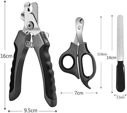 Pet Nail Clippers and Trimmers Set Safety Guard to Avoid Over Cutting Razor Sharp Blades Grooming Tool for All Small Large Dog Cat Red