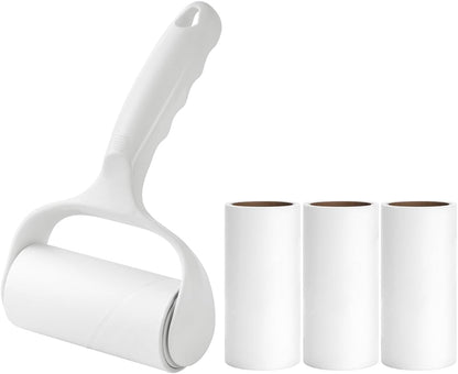 Flat Sticky Lint Roller for Couch Desk Chair Dog/Cat Bed Balliard Table Lint Roller for Pet Hair Lint Remover T Shape Handle with 4 Refill Rolls (Navy Black)