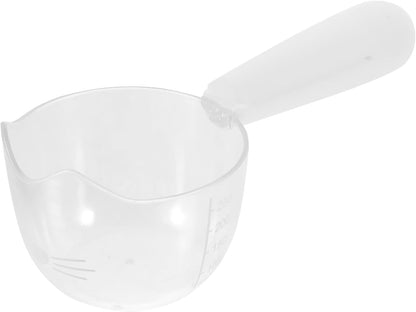 Pet Food Holder Spoon Portable Dog Food Scoop with Clip Compact Design for Convenient Feeding of Dogs Cats Stylish White with Measurement Scale