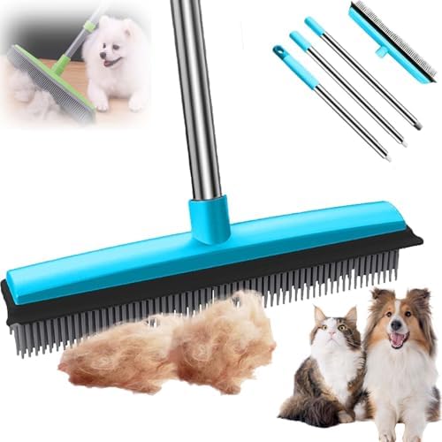 Pet Hair Broom,Multifunctional Rubber Cat and Dog Hairs,Silicone Hair Rake for Dog & Cat Hair, for Tiles, Wooden Floors, Carpets (B)
