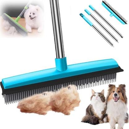 Pet Hair Broom,Multifunctional Rubber Cat and Dog Hairs,Silicone Hair Rake for Dog & Cat Hair, for Tiles, Wooden Floors, Carpets (B)