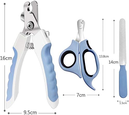 Pet Nail Clippers and Trimmers Set Safety Guard to Avoid Over Cutting Razor Sharp Blades Grooming Tool for All Small Large Dog Cat Red