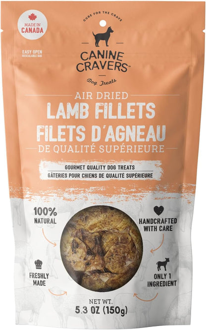 Canine Cravers Single Ingredient Dog Treats – Premium Beef Fillets - Human Grade Air Dried Hypoallergenic Pet Food – Grain, Gluten, and Soy Free – 100% All Natural - 5.3 oz