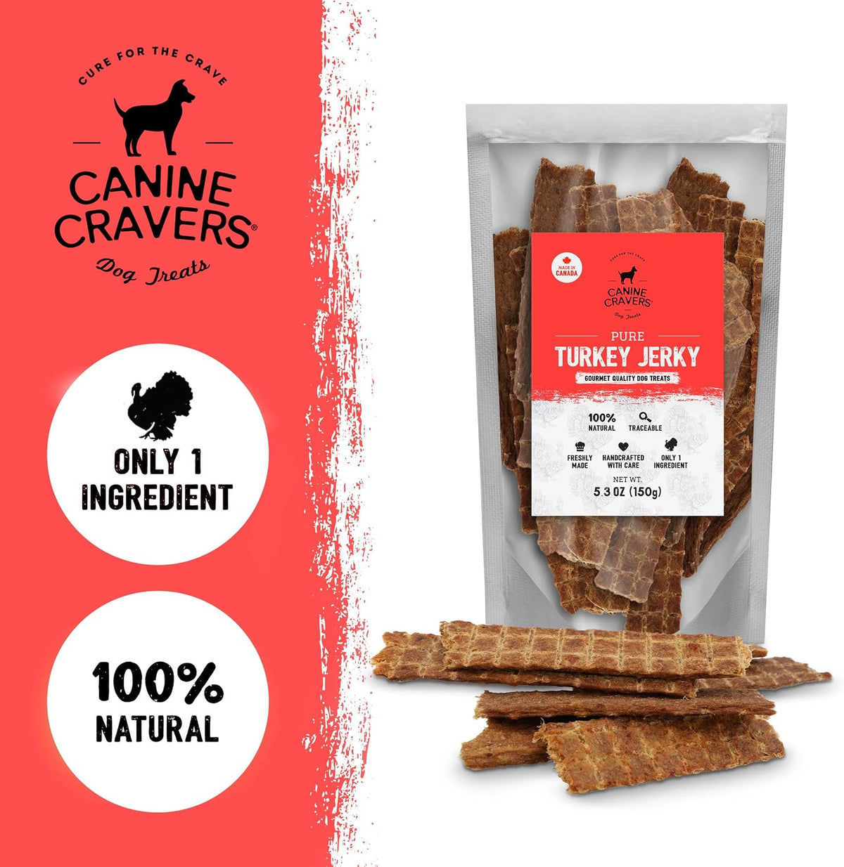 Canine Cravers Single Ingredient Dog Treats – Premium Beef Fillets - Human Grade Air Dried Hypoallergenic Pet Food – Grain, Gluten, and Soy Free – 100% All Natural - 5.3 oz