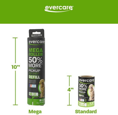 Evercare 10-Inch Mega All-Purpose Pet Hair Lint Roller Refill, 50 Sheets – Sticky Roller for Pet Hair, Cat & Dog Hair Remover, Lint Remover, Pet Hair Remover for Furniture, Clothing & Cars