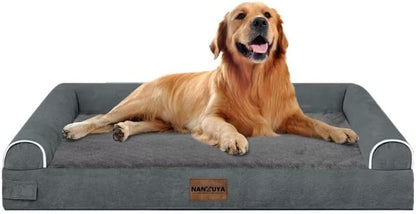 Large Dog Bed Orthopedic Washable: Beds Bolster XL Bed Large Big Dogs Memory Foam Couch Sofa Waterproof with Removable Cover