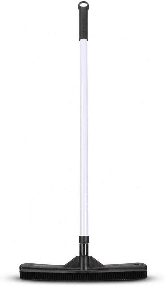 ForPro Premium FurBeGone Rubber Broom, Pet Hair Remover for All Floor Types, 12” Electrostatic Rubber Bristles, 50” Adjustable Telescopic Handle, Heavy Duty Floor & Salon Hair Broom