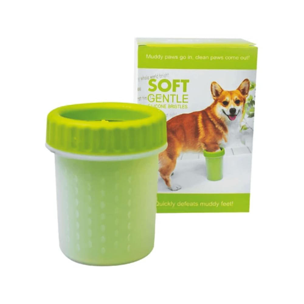 Dog paw cleaner. Portable dog paw washer. 2 in 1, brush and cleaner. Soft Silicone Dog Foot Cleaner Cup for Dogs and Cats. Portable pet cleaner. TeloComproYa