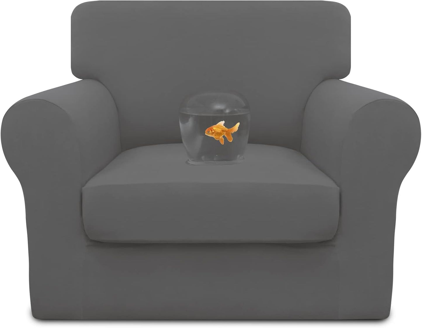 Easy-Going 100% Dual Waterproof 4 Pieces Stretch Soft Couch Cover for Dogs, Sofa Slipcover for 3 Separate Cushion Couch Leakproof Furniture Protector for Kids, Pets Dark Gray