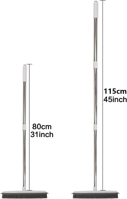 Pet Hair Rubber Broom with Squeegee for Carpet,Fur Remover Broom Carpet Rake for Pet Hair Removal, with 50" Long Handle, Dual-Sided for Hardwood Floor, Tile,Portable Detailing Lint Brush