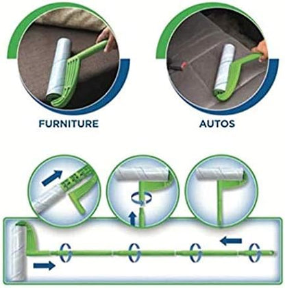 Leo 10-Inch Wide Lint Roller with Extendable Handle, Includes 1 Refill (25 Sheets), Extra Sticky for Pet Hair, Carpet & Floor Cleaning (1 Mega Roller)