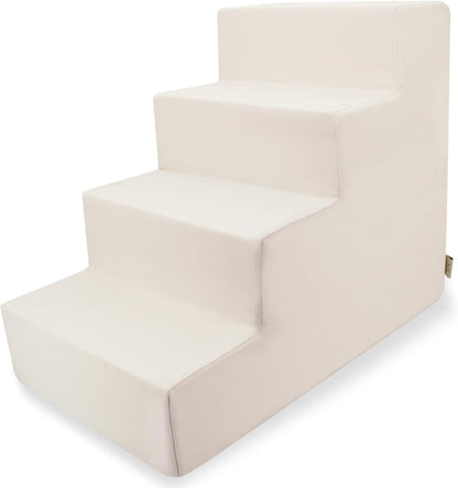 Best Pet Supplies Dog Stairs & Steps - Foam Steps for Small Dogs & Cats, Non-Slip Indoor Balanced Pet Step Support, Dog Ramp, No Assembly, Ash Gray Linen, 2-Step (12-inch Height)