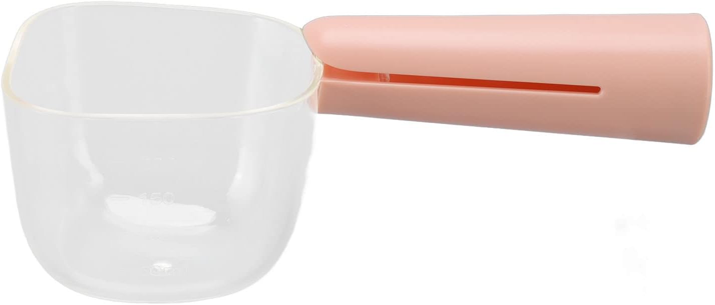 Transparent Pet Food Scoop with Clip Handle, 250 ml Capacity, Easy to Clean Dog Food Scoop (White)