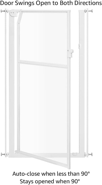 unipaws 56" Extra Tall Pet Gate, Clear Transparent Tall Cat Gate, 29.5-33.5" Wide No Drilling Pressure Mounted Dog Gate for Doorway, Hallway, Stairs, White