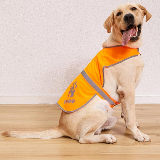 Blaze Orange Reflective Dog Safety Vest for Walking & Jogging L
