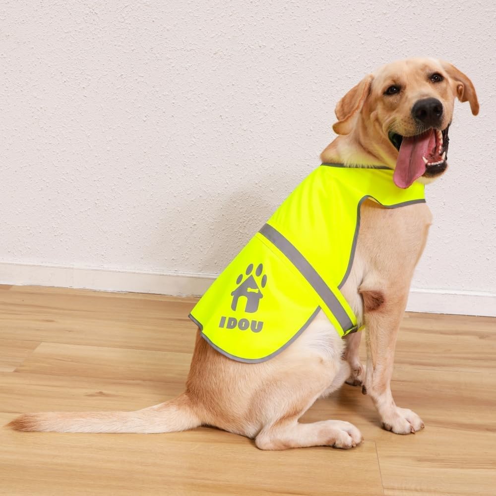 Blaze Orange Reflective Dog Safety Vest for Walking & Jogging L
