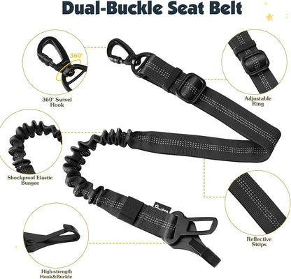 Dog Seat Belt Harness for Car, Seatbelt Harness with 2 in 1 Buckle