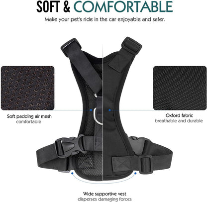Dog Seat Belt Harness for Car, Seatbelt Harness with 2 in 1 Buckle
